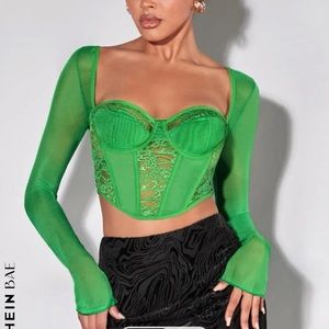Green Corset Top | Long Sleeve | NWT